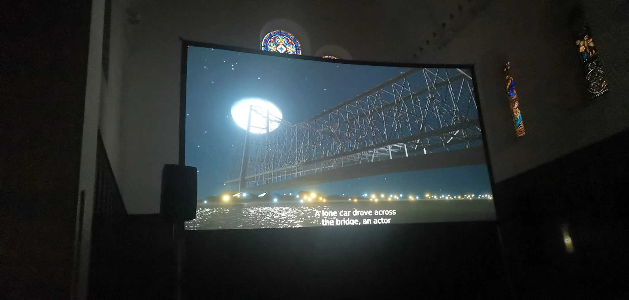A Kolkata being shown on a screen in Fabrica, Brighton.