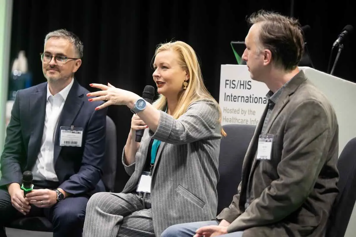 Anna Dumitriu, Alex May, and Dr James Price speaking at FIS24 in Liverpool, UK