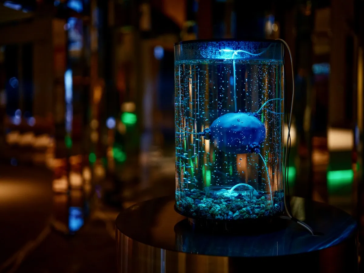 Installation view of ArchaeaBot in Of the Earth at Diriyah Art Futures in Riyadh.