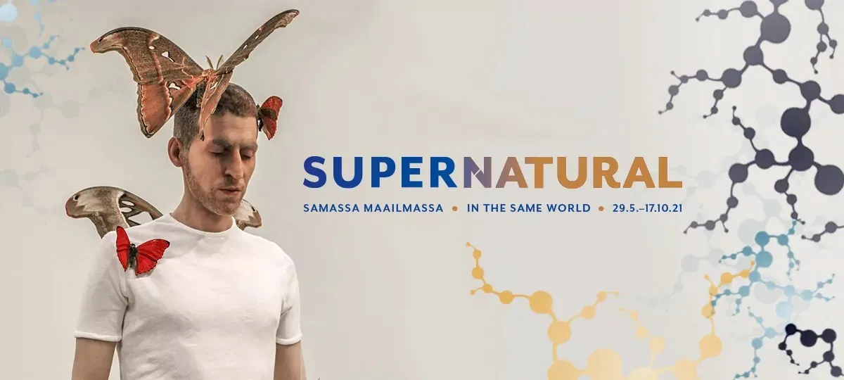 Promotional image for SUPERNATURAL at Oulu Museum of Art featuring ArchaeaBot.