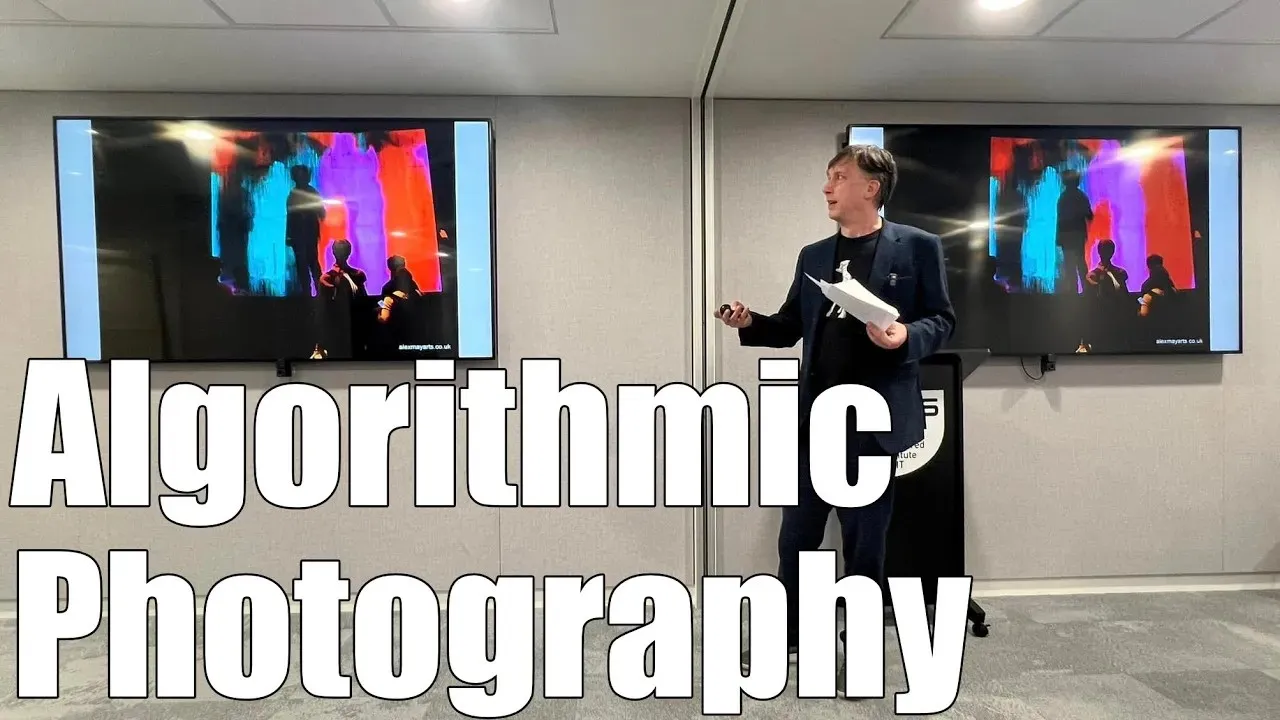 Promotional image for the Algorithmic Photography exhibition lecture at BCS in London.