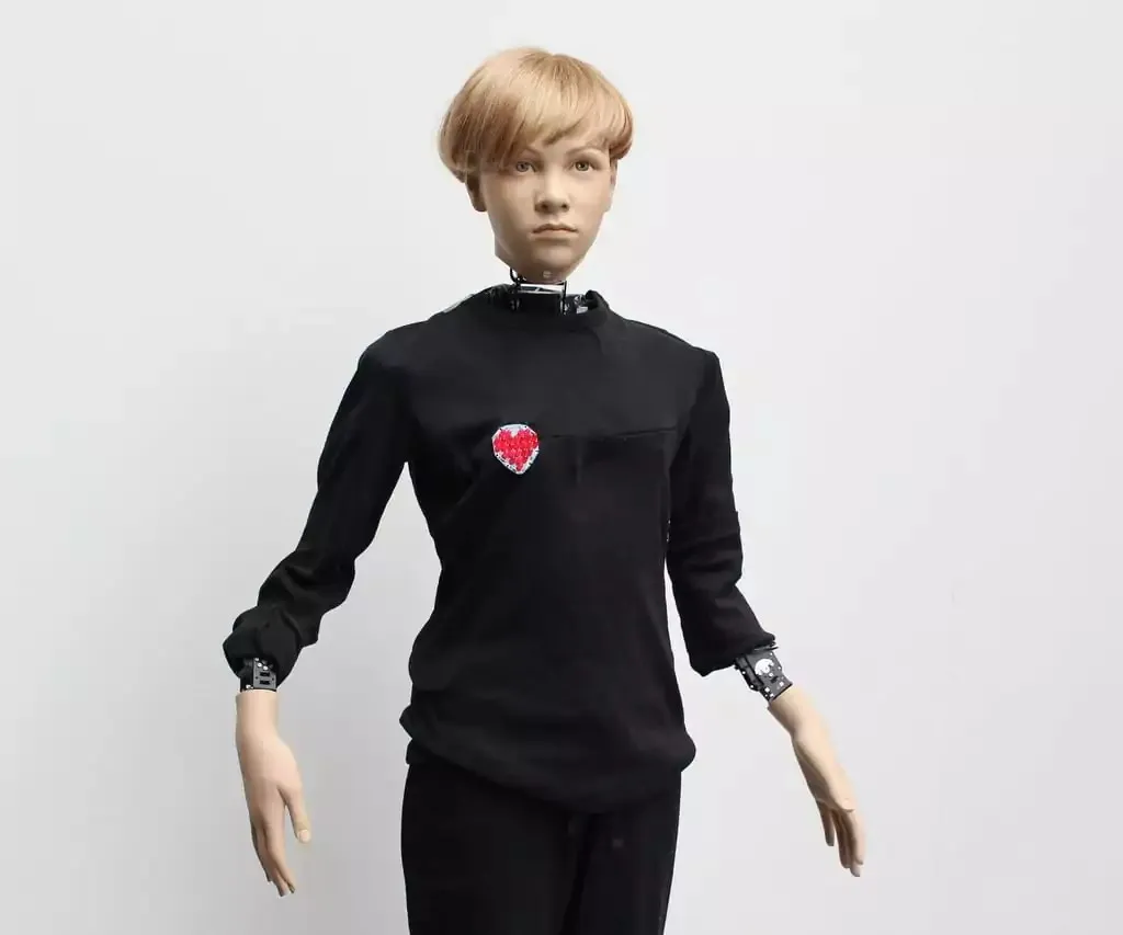 HARR1, the humanoid robot from My Robot Companion, standing in a gallery setting.