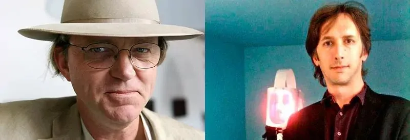 Promotional image for the Curating in the Digital World talk featuring Robert Storr and Alex May.