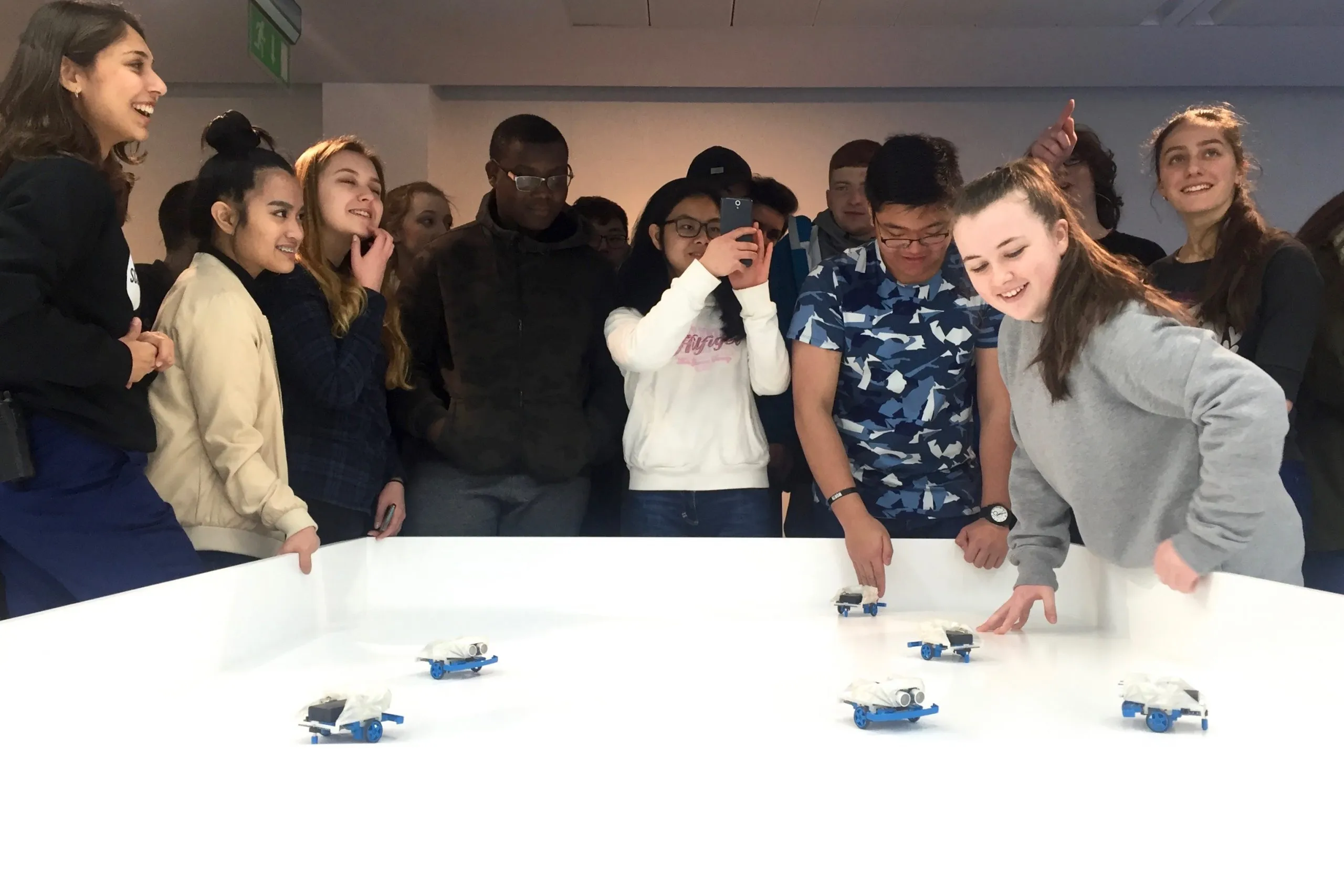 Antisocial Swarm Robots installed at Science Gallery Dublin.